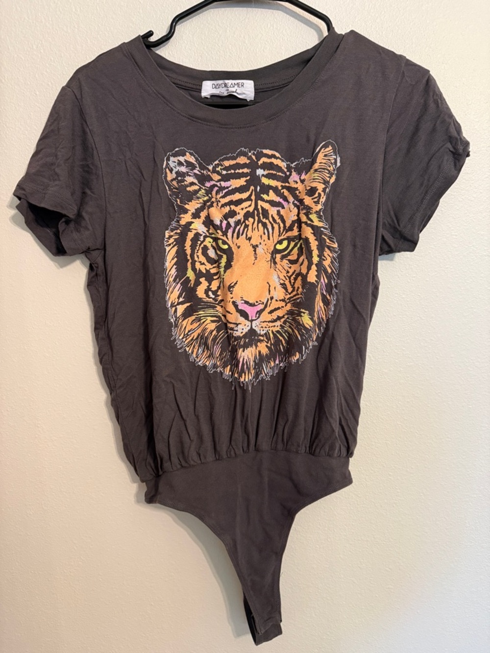Daydreamer Black Tiger Graphic Short Sleeve Bodysuit